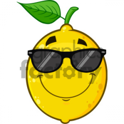 Royalty Free RF Clipart Illustration Smiling Yellow Lemon Fruit Cartoon  Emoji Face Character With Sunglasses Vector Illustration Isolated On White  ...