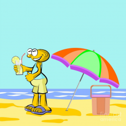 Man Drinking Lemonade On The Beach