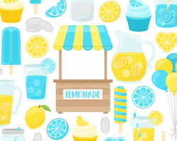 Blue Lemonade Stand Clipart, Lemon Clip Art, Summer Clipart ...