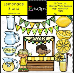 Lemonade Stand Clip Art Bundle (Color and B&W)
