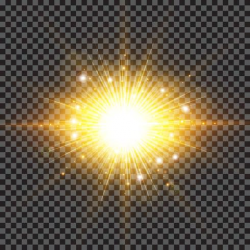 Lighting effect sparkling sun rays burst with splinter flare ...