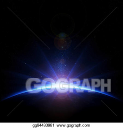 Stock Illustration - Earth sunrise with rays and lens flare ...