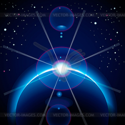 Solar eclipse background with stars and lens flare - vector ...