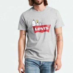 Details about MEN\'S T-SHIRT TEE PEANUTS GREY BNWT LEVIS LOGO BRANDED