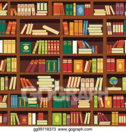 Vector Art - Library book shelf seamless vector pattern of ...