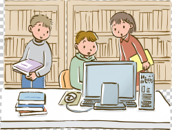 Library Drawing Computer Monitors , Cartoon play on the ...