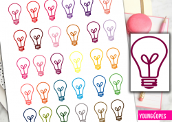 40 Colors Light Bulb Clipart