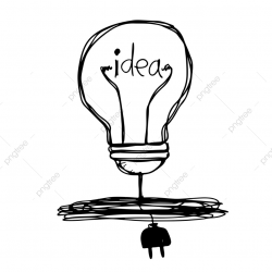 Hand Drawn Light Bulb Icon, Abstract, Black, Blank PNG and ...