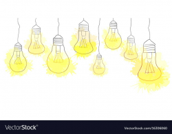Linear of hanging light bulbs with watercolor