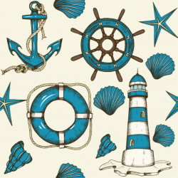 Vintage nautical seamless pattern with hand drawn anchor ...