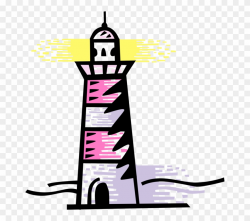 Vector Illustration Of Lighthouse Beacon Emits Light Clipart ...