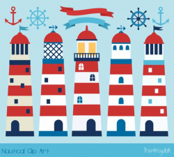 Cute lighthouse clipart, Red navy sea clipart, Boy nautical ...