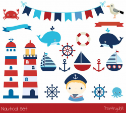 Cute nautical clipart, Lighthouse clip art anchor, Marine ...