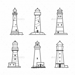 Simple Vector Icon Or Logo Set Of Lighthouses in 2019 ...