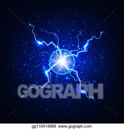 Vector Art - Blue electric flash of lightning on a dark ...