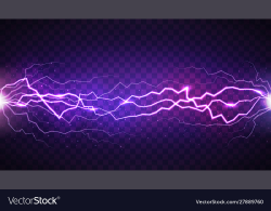 Realistic lightning isolated on dark transparent