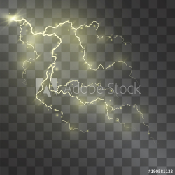 Lightning vector light effect. Decorative golden glowing ...