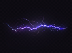 Realistic lightning isolated on black background. natural ...