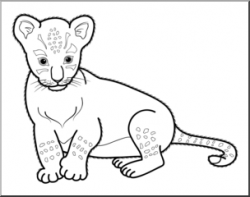 Clip Art: Baby Animals: Lion Cub B&W I abcteach.com | abcteach