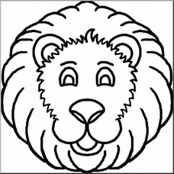 Clip Art: Cartoon Animal Faces: Lion B&W I abcteach.com ...