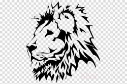 lion white black-and-white head wildlife clipart - Lion ...