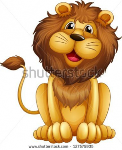Illustration Of A Happy Lion In A Sitting Position On A White ...