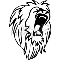 Black and white lion roaring clipart. Royalty-free clipart # 131054