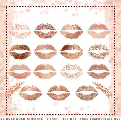 LIPS CLIPART, Rose Gold Lips, Rose Gold Clipart, Lips Clip ...
