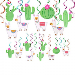 32Ct Llama Cactus Hanging Swirl Decorations, Llama Themed Birthday Party  Supplies, Bolivian Peru Alpaca Party Cactus Baby Shower Succulent Party  Home ...