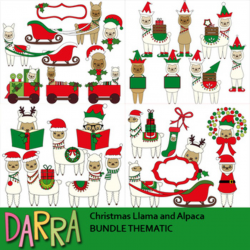 Clipart Bundle. Christmas Llamas and Alpacas