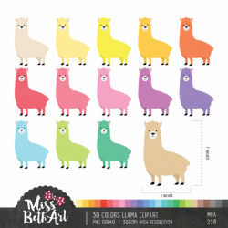 30 Colors Llama Clipart - Instant Download | Products | Llama ...
