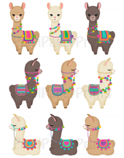PPP Store - Colorful Llamas - Decorated Llama, clipart, Clip Art
