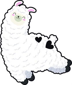 Amazon.com: Cute Fluffy White Llama Cartoon Emoji Vinyl Sticker (2 ...