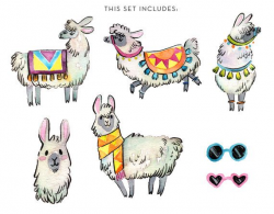 Watercolor Llama Clipart - INSTANT DOWNLOAD - High Res, PNG ...