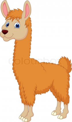 Smiling cartoon llama vector clip art illustration with simple ...