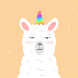 Flat Cute Llama Unicorn Wannabe Vector Clipart Illustration ...