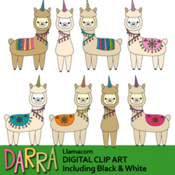 Llamacorn clip art / Llama unicorn clipart
