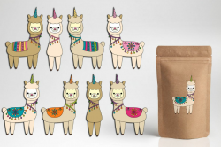 Llamacorn clipart / Llama unicorn graphic illustrations