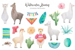 free watercolor llama clipart bundle | Conner Llama Carnival | Llama ...