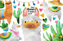 Watercolor Llama Clipart
