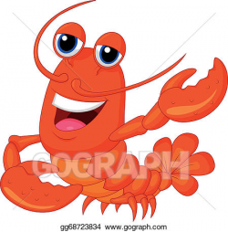 Vector Clipart - Cute lobster cartoon presenting . Vector ...