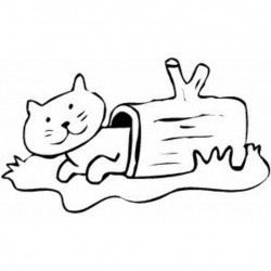 Cat In Log Coloring Sheet