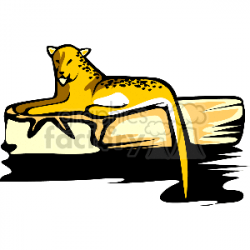 Abstract leopard resting on log clipart. Royalty-free clipart # 130895