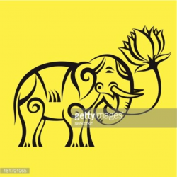 Elephant with a Lotus Logo - Vector Sign Clipart Image | + ...