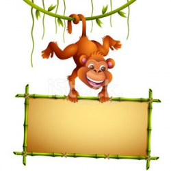 Monkey with Bamboo Sign Clipart Image | +1,566,198 clip arts