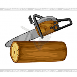 Gasoline saw and wood log. for forestry and lumber - vector ...