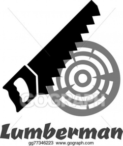 Vector Art - Hand saw icon cutting wood log. Clipart Drawing ...