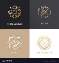 Abstract logo design templates in golden colors