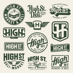 Logo sheet @highstreetdeli #badge #logoinspiration ...