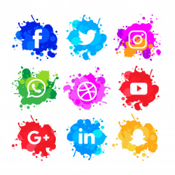 Modern Watercolor Slash Social Media Icons Pack - Nohat